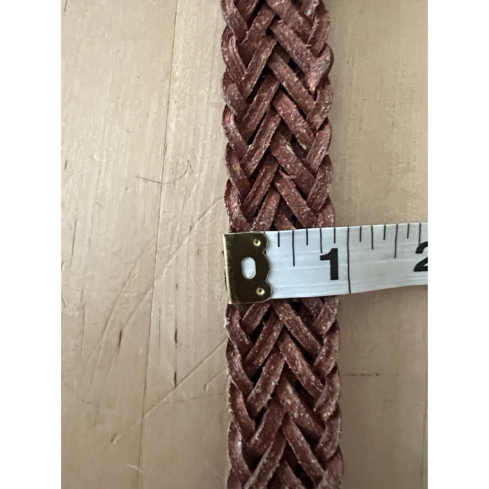 OMEGA Vtg Brown Braided Leather Western Concho Belt Silver Tone Buckle 32 Small - Picture 8 of 9